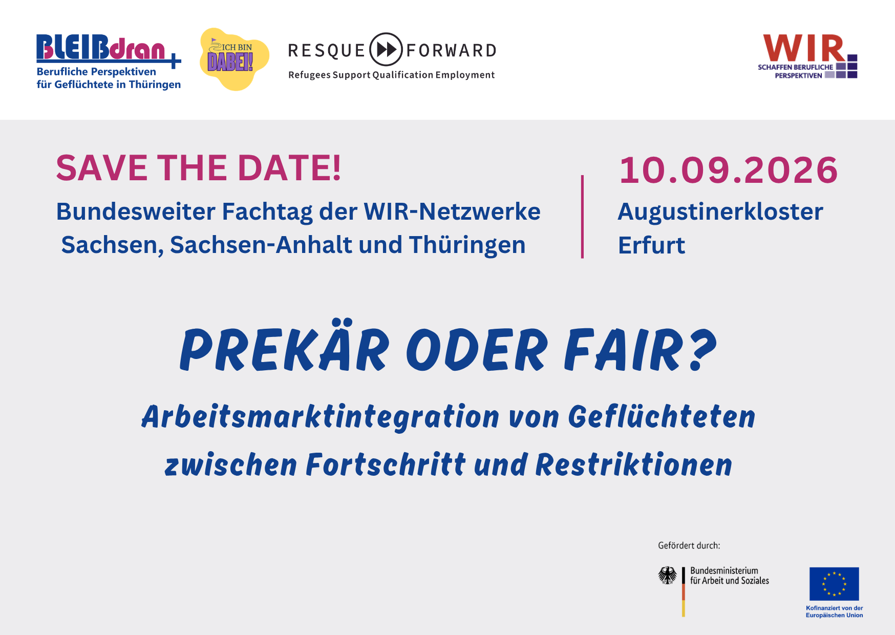 Save the date - Grafik mit dem Titel, dem Datum und den Projektlogos