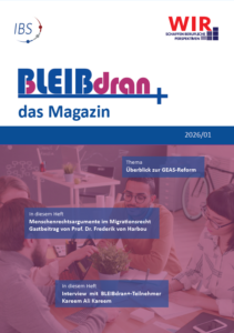 Cover des Magazin mit Hinweis auf die Artikel der GEAS-Reform, dem Interview mit einem Teilnehmer und em Gastbeitrag von Prof. Dr. Frederik von Harbou