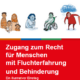 Mehrere gezeichnete Personen unterschiedlichen Alters und Herkunft sind nebeneinander dargestellt, darunter eine Person im Rollstuhl und eine Person mit einem Regenwolken-Symbol über dem Kopf, begleitet vom Logo der AWO Bundesverband e.V.